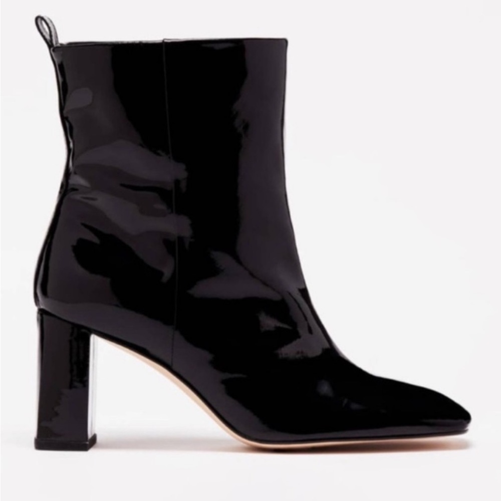 Good American Square Toe Patent Leather Ankle Boot Black - Picture 2 of 9